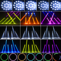 Lyre LED double tête 2 x 100 W à halo RGB, 18 gobos, prisme 18 facettes, DMX 33 canaux