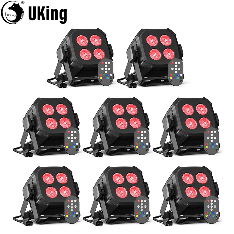 Projecteur PAR LED carré RGBW, lot de 8, télécommande et DMX