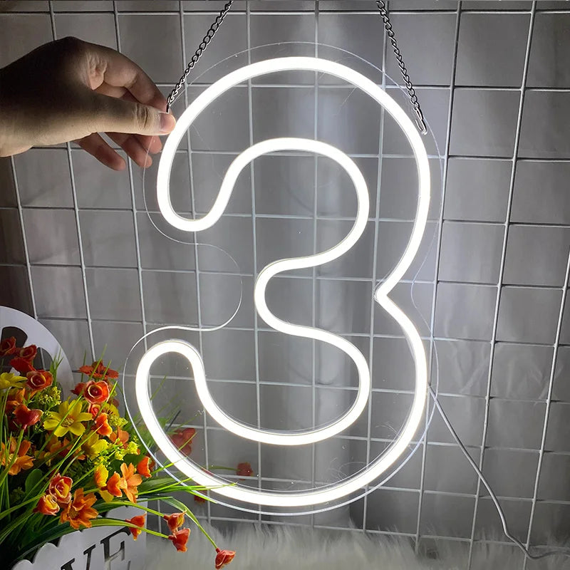Néon LED mural chiffre ou étoile d'anniversaire – vue 4