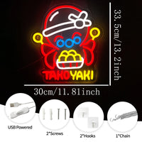 Néon takoyaki – dimensions 30 x 33,5 cm et accessoires fournis