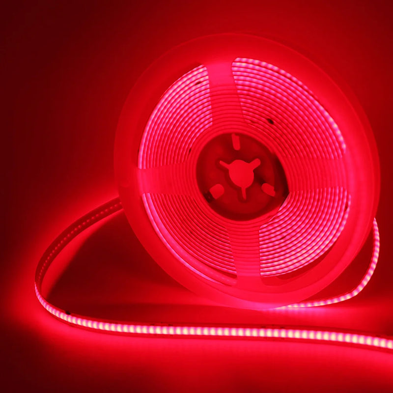 Ruban LED USB COB 8 mm – rouleau allumé en rouge