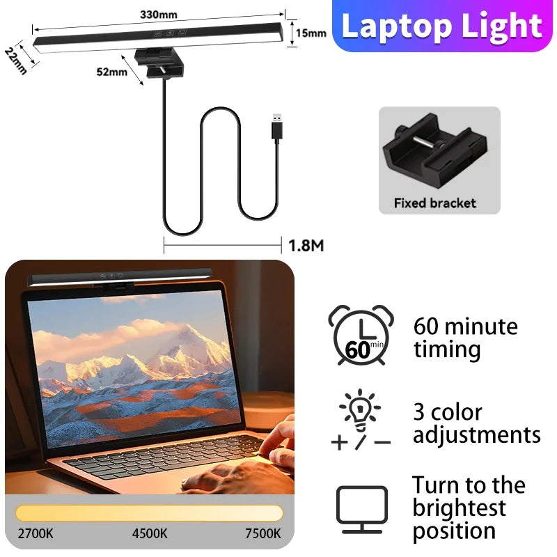Barre lumineuse écran PC – barre portable de 33 cm sur un ordinateur portable