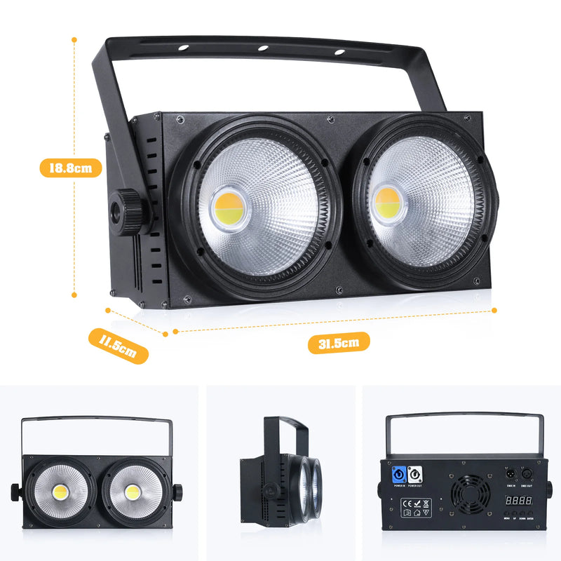 Flight case 4 projecteurs COB – cotes du projecteur compatible 31,5 x 18,8 x 11,5 cm, non inclus