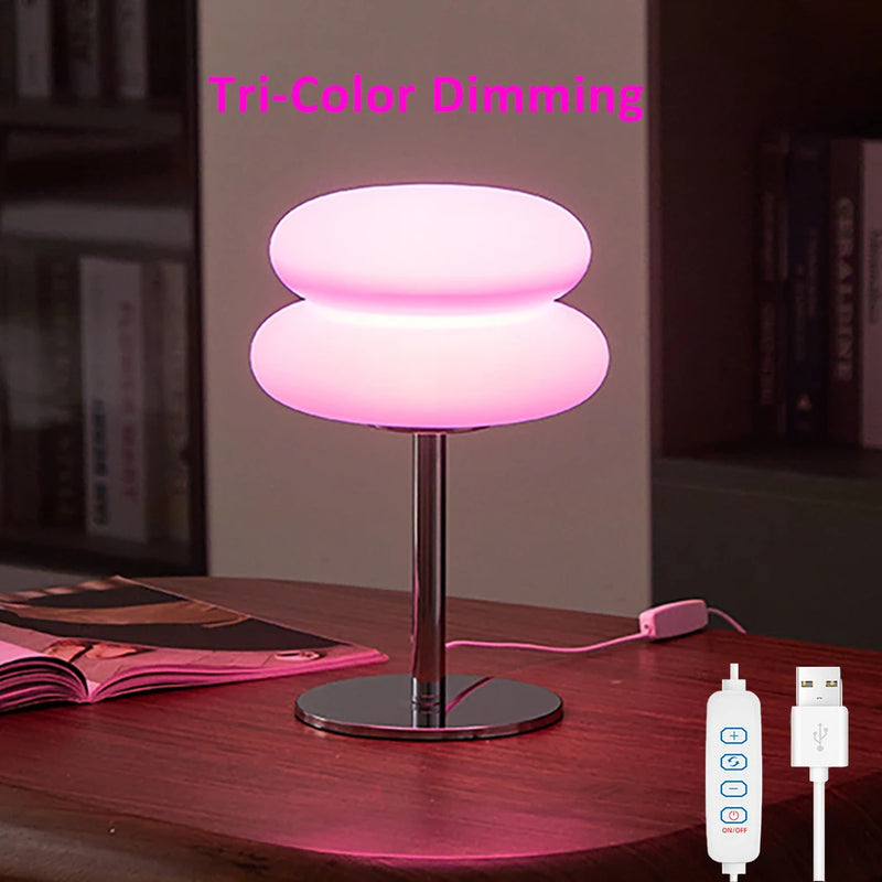 Lampe champignon double dôme à 3 teintes de lumière, USB ou batterie