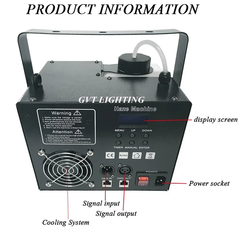 Machine à brume 500 W DMX avec télécommande, réservoir 1,5 L