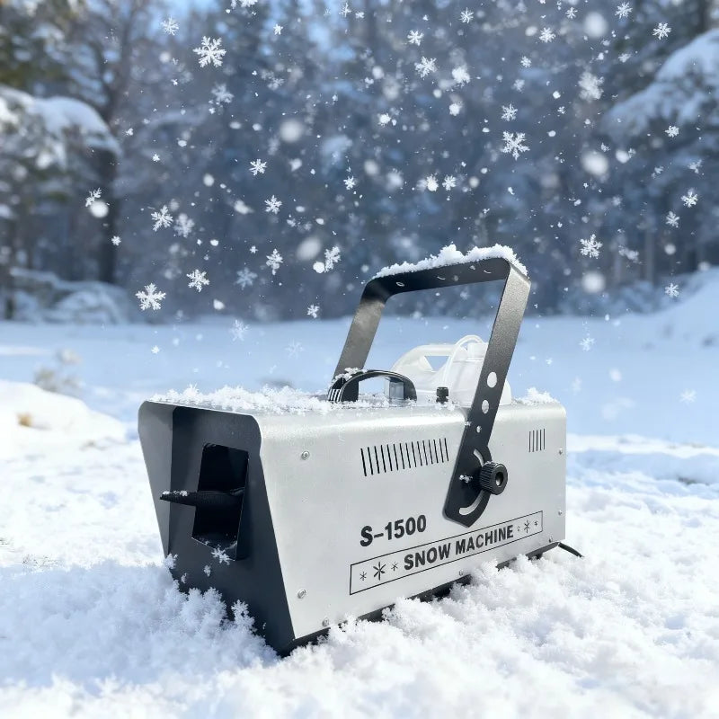 Machine à neige 1500 W DMX512, réservoir 5 L, télécommande et commande filaire