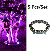 Spot arbre extérieur LED lot de 5 – anneau éclairant un arbre en lumière violette