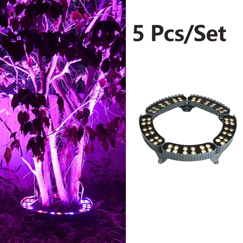 Spot arbre extérieur LED lot de 5 – anneau éclairant un arbre en lumière violette
