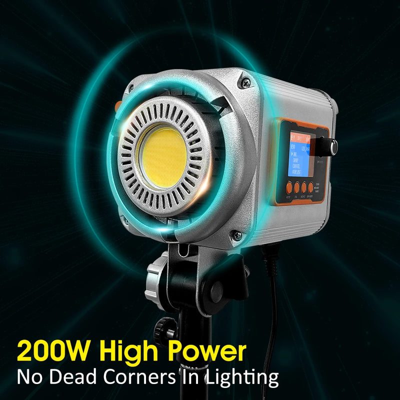 Lumière COB 200 W – projecteur allumé vu de face