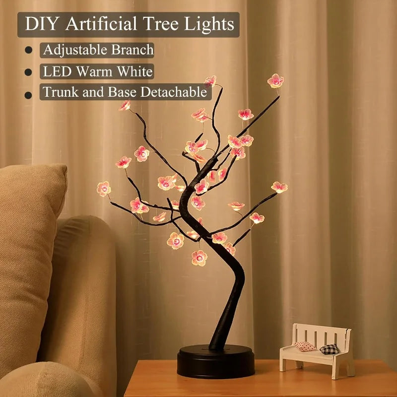 Veilleuse bonsaï – branches orientables, LED blanc chaud, tronc et socle démontables