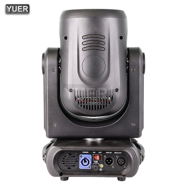 Lyre beam LED 250 W à anneau, focus et frost, 14 gobos, prismes 6 + 12, DMX 14 canaux