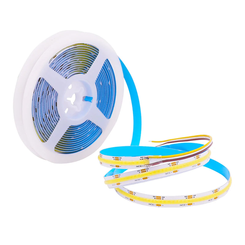 Ruban LED COB 5 m – bobine de ruban COB CCT, blanc chaud et blanc froid
