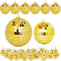 Boules à facettes déco en lot – lot de 28 pièces dorées