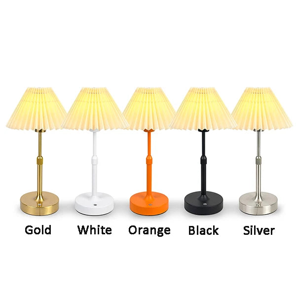 Lampe de table sans fil à abat-jour tissu, pied télescopique, 2000 mAh