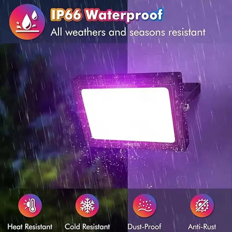 Projecteur LED extérieur RGB IP66 avec télécommande, 30, 50 ou 100 W