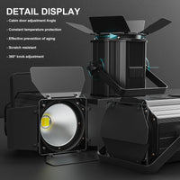 Projecteurs PAR LED COB à volets – volets réglables, aérations et molettes