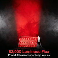 Lot de 4 stroboscopes LED 300 W – appareil allumé en rouge dans la fumée