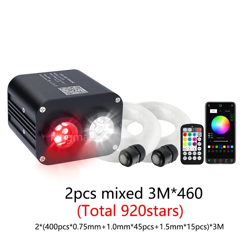 Kit ciel étoilé voiture fibre optique double tête 20 W, application Bluetooth