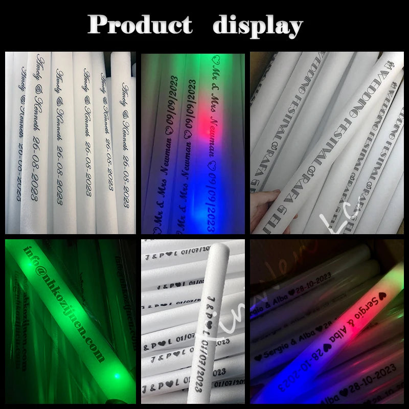 Bâtons lumineux mousse LED – autres exemples de textes imprimés
