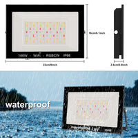 Projecteur LED extérieur ultra-mince 100 W RGB et blanc, télécommande et application