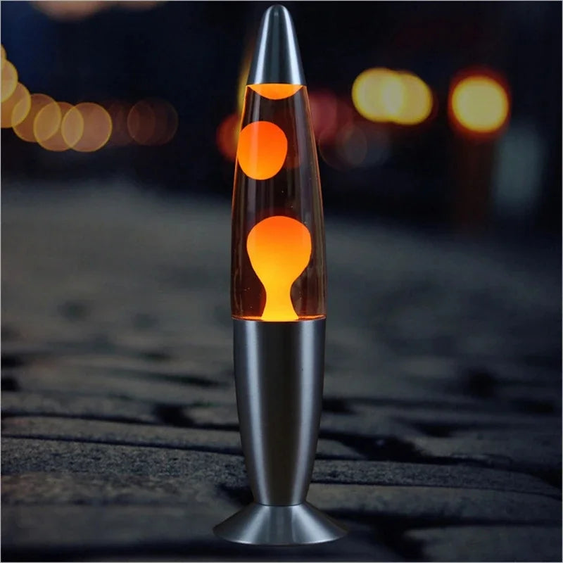 Lampe à lave fusée en verre, base métallique, 4 couleurs de cire