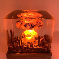Lampe volcan ou champignon atomique en résine LED, cube 5 cm, USB