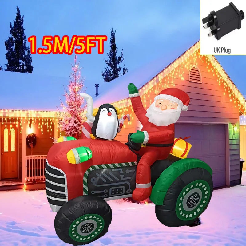 Décoration de Noël extérieure gonflable lumineuse : traîneau, train, tracteur ou camion