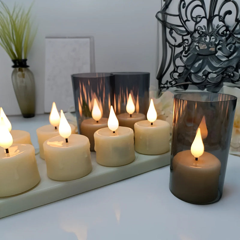 Bougies LED chauffe-plat rechargeables à télécommande, avec ou sans photophores