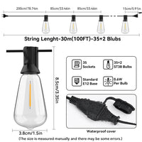 Guirlande guinguette extérieur ST38, ampoules LED plastique, 10 à 30 m
