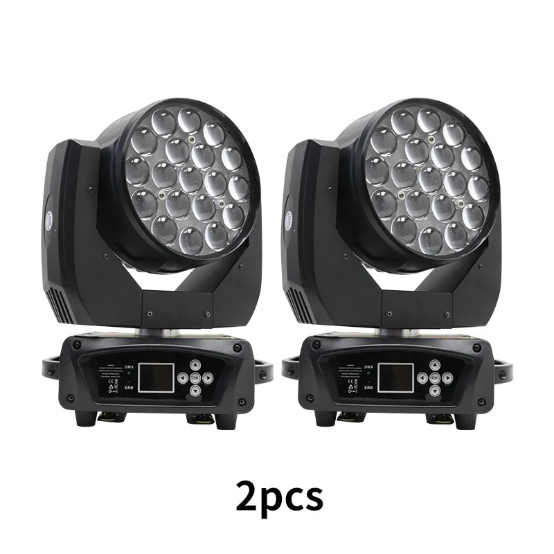 Lyre LED wash zoom 19 x 15 W – lot de 2 lyres vues de face