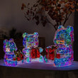 Ours lumineux de Noël irisé avec cadeau, figurine LED USB de 25 cm en boîte-cadeau