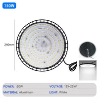 Cloche LED industrielle UFO 100 ou 150 W, IP65, 6000 K