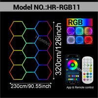 Éclairage LED hexagonal RGB pour garage, de 1 à 11 hexagones, application et télécommande