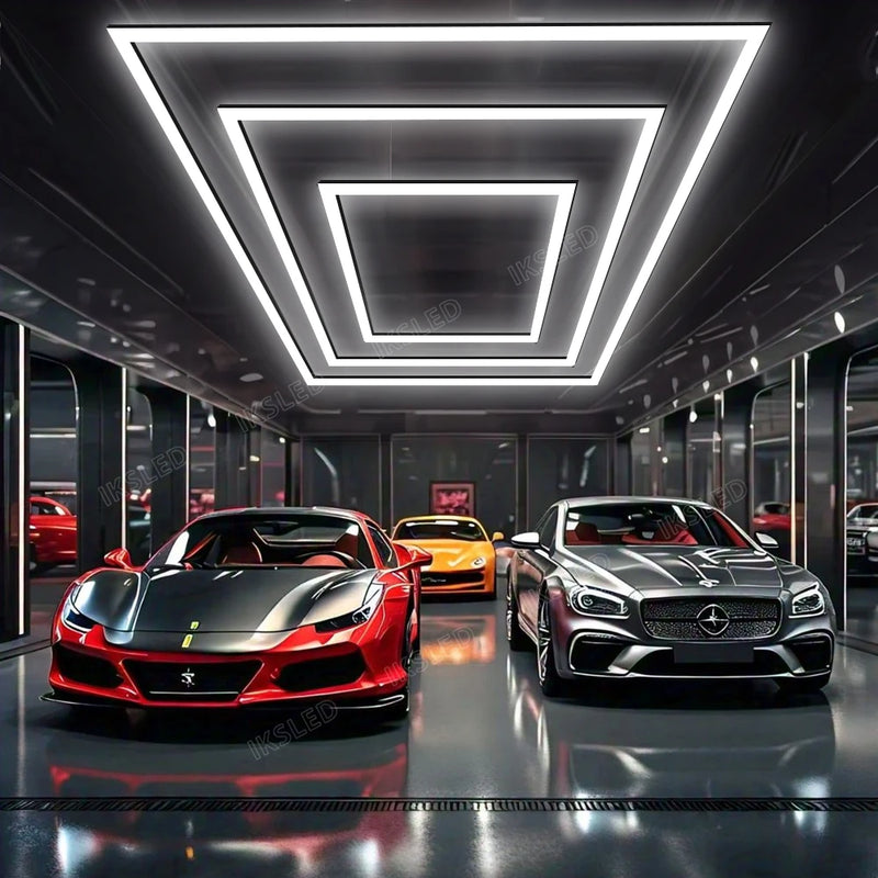 Plafonnier LED garage 6500 K, 5 hexagones, cadres ou croix à chevrons