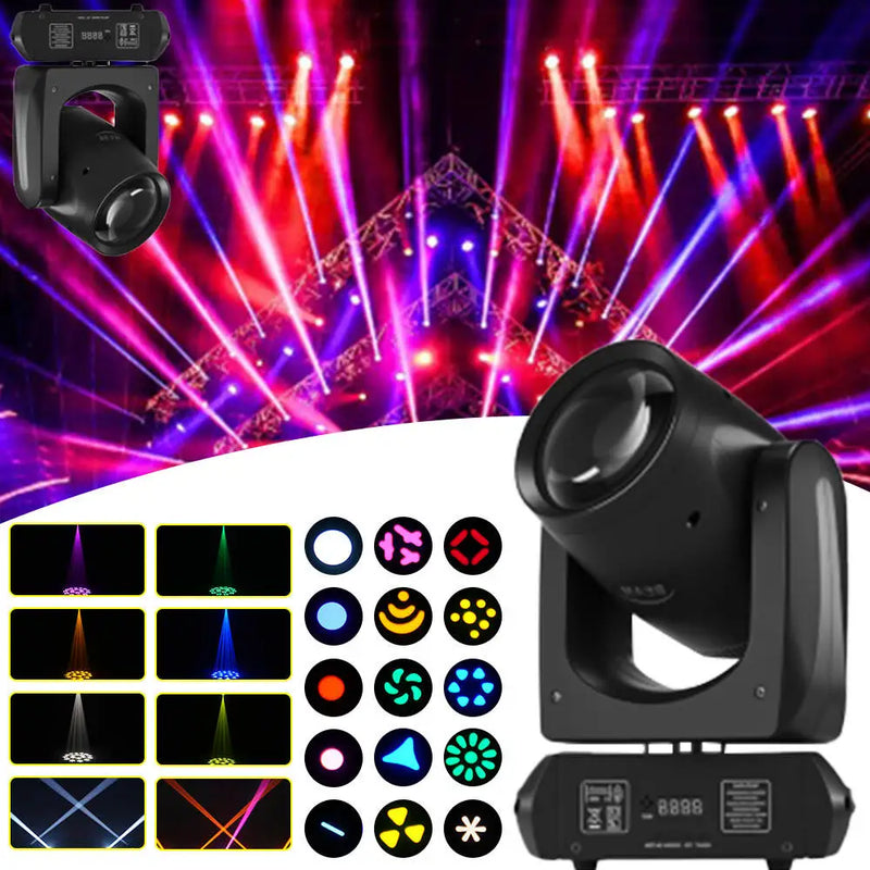 Lyre LED beam 160 W à 29 LED RGB, 11 gobos, DMX 12 canaux, à l'unité ou par lot
