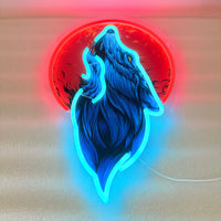 Néon loup et lune rouge – vue 12