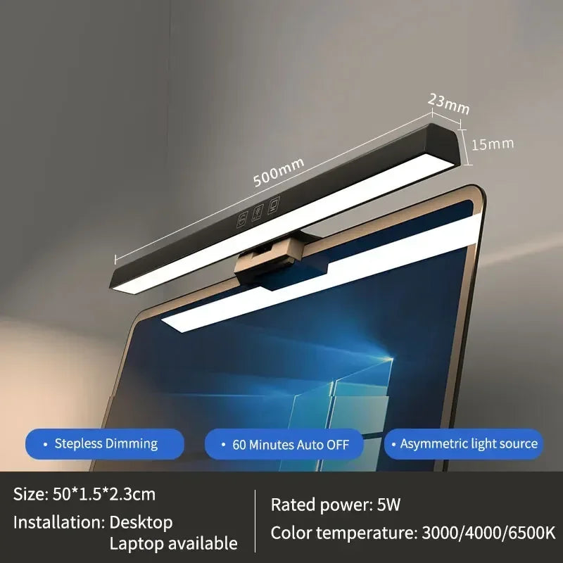 Barre lumineuse écran 50 cm – dimensions de 50 x 1,5 x 2,3 cm sur un ordinateur portable
