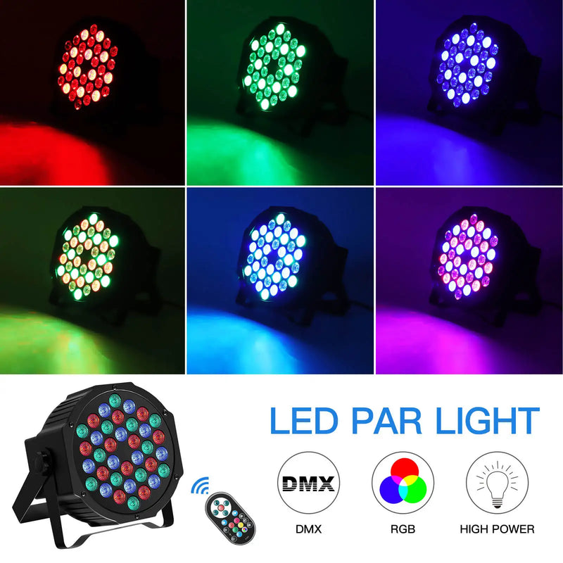 Lot de 2 projecteurs PAR LED plats 36 LED RGB, télécommande et DMX