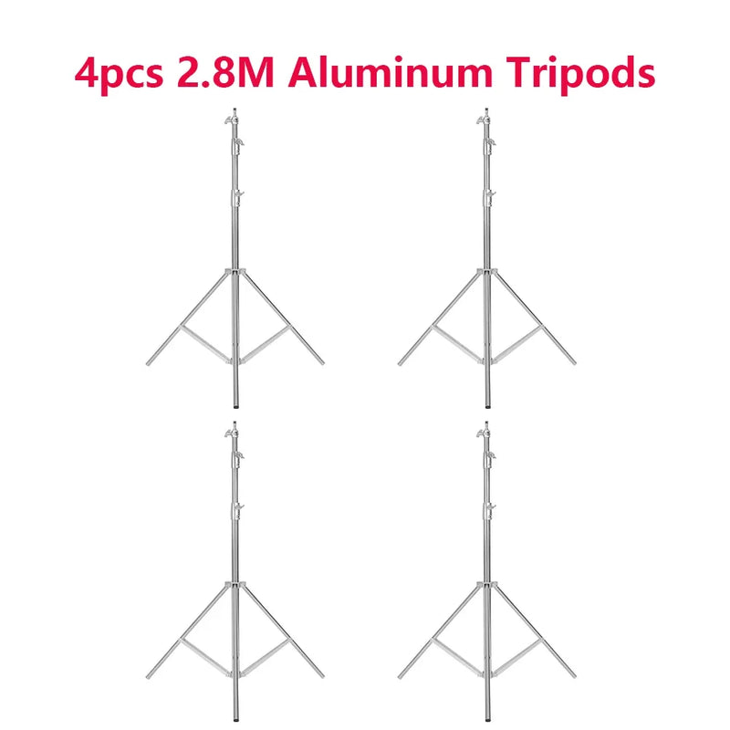Trépied lumière 3 m – lot de 4 trépieds argentés