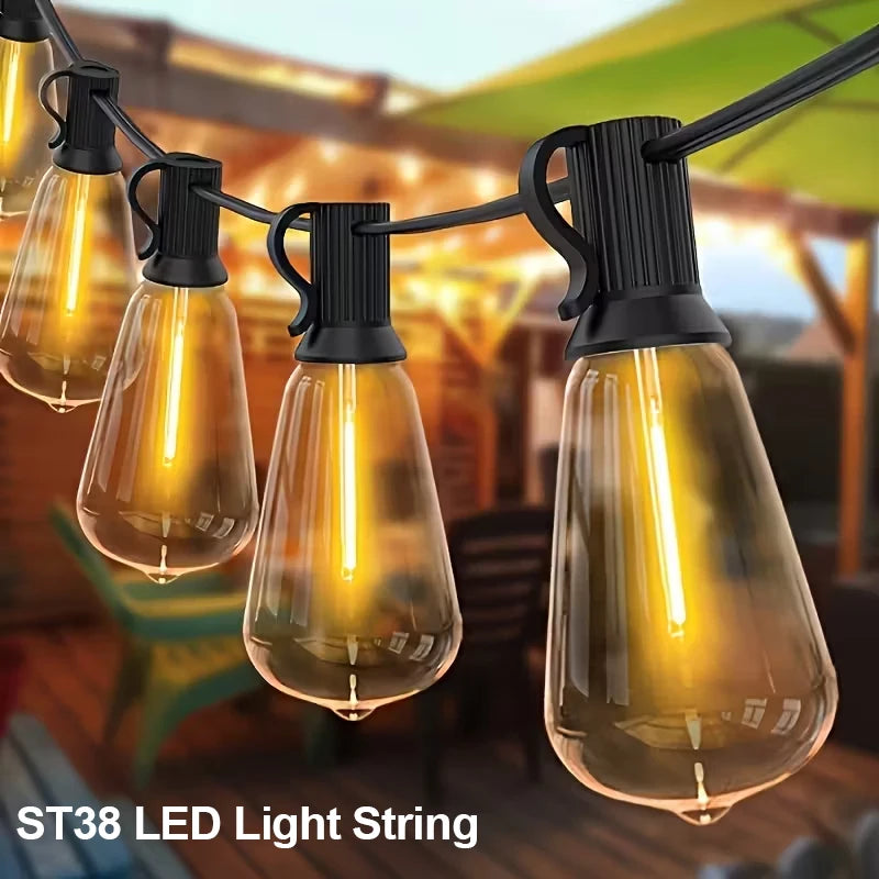 Guirlande guinguette extérieur ST38, ampoules LED plastique, 10 à 30 m
