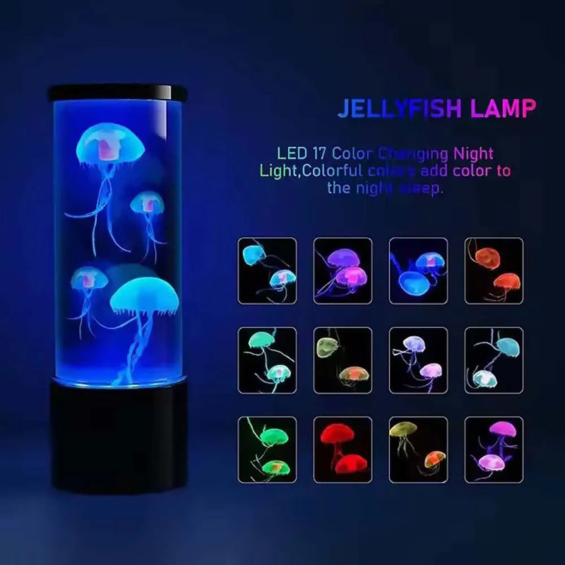 Lampe méduse LED – tube allumé et aperçu des couleurs