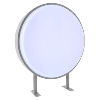 Caisson lumineux rond 50 cm – vue de trois quarts du caisson