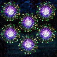 Guirlande lumineuse effet feu d'artifice – grappes multicolores en gros plan