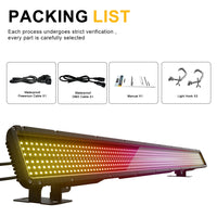 Barre stroboscope LED IP65 250 W – contenu du colis : câbles d'alimentation et DMX étanches, manuel et deux crochets