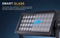 Projecteur LED extérieur IP65 44 x 10 W – modèle à verre intelligent, du transparent au dépoli