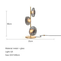 Lampadaire LED à globes en verre, pied noir ou doré, 90 ou 180 cm, 3 teintes de lumière