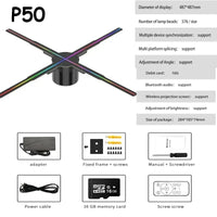 Ventilateur holographique 3D – modèle 50 cm et ses accessoires