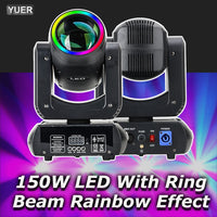 Lyre LED beam spot 150 W à anneau lumineux, 8 gobos, prismes 6 + 12, DMX 15 canaux