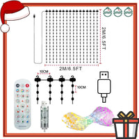 Rideau lumineux LED – schéma du format 2 x 2 m avec télécommande et contrôleur USB