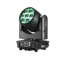 Lyre LED zoom 7 x 40 W – lyre vue de face en lumière verte